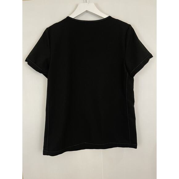 Figs Limited Edition Rama Scoop Neck Short Sleeve Scrub Top Black Pockets Size S - Picture 3 of 6